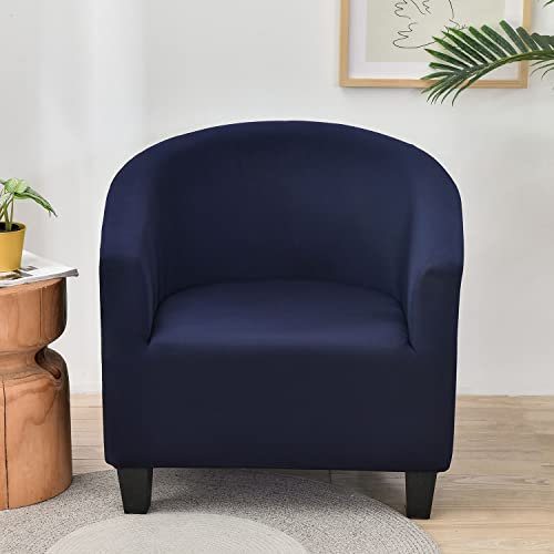 YOPOIY Clubsessel-Schonbezüge für Sessel, Einfarbig Stretch Sesselhusse Moderne Stilvolle Couchbezug 1 Stück Möbelabdeckung für Wohnzimmer-Navy blau-Einheitsgröße