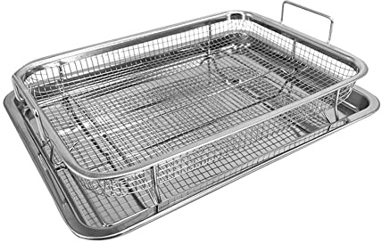 Foldable Fry Basket, Stainless Steel Strainer Colander Frying Net French Fries Basket Heat-Resistance Square Chips Fry Baskets Multi-Function Western Snacks for Household Kitchen