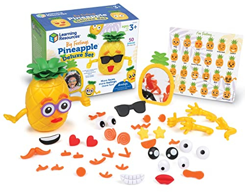 Learning Resources Big Feelings Pineapple Deluxe Set - Fine Motor Toys, Social Emotional Skills Regulation Tools for Kids, Gifts for Boys and Girls, Classroom Must Haves, Occupational Games