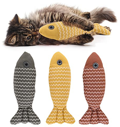 Cielbleu 3 st leksaker med kattmynta, 21 cm fisk kattmynta, leksak, kattleksak för katt att leka med, interaktiva leksaker, simulering fisk kattleksak