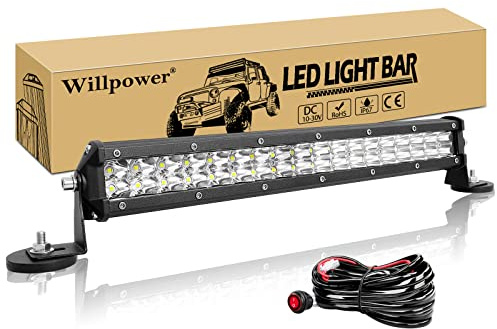 Willpower Led Arbeitsscheinwerfer Bar Traktor 15 Zoll 108W + Magnet Halterungen + Kabelbaum Led Scheinwerfer 12V 24V Zusatzscheinwerfer IP67 Wasserdicht LED Light bar für Offroad Auto LKW 4x4 ATV | LED Balken Lightbar 108W, 6000K Weiß, IP67, Offroad beleuchtung, Arbeitsscheinwerfer LKW KFZ Auto Traktor Fahrzeuge