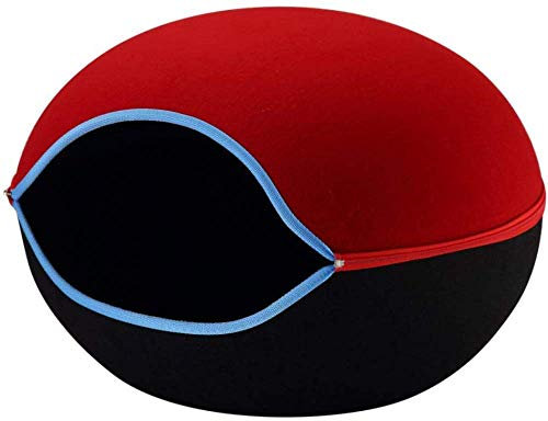 Hundehöhle, Hundebett, Katzenbett, Iglu, Haustierhöhle, waschbar, mit Innenkissen, Rot, 60 x 57 x 41 cm