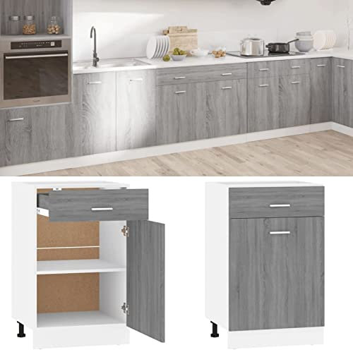 ZEYUAN Armario Inferior Cocina, Muebles De Cocina, Mueble Bajo Cocina, Cocinas Completas, Mueble Fregadero, Auxiliar Bajo Fregadero, contrachapado Gris Sonoma 50x46x81,5 cm