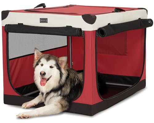 Petsfit Hundebox faltbar, Hundebox für zuhause Verstellbarer Stoffbezug mit Spiraleisenrohr, Hundetransportbox Auto Stoff für große mittlere kleine Hunde,Leicht zu Verstauen