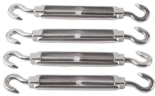 C to C Turn Buckle, 4Pcs Hook to Hook Turnbuckle, Stainless Steel Hardware Kit Turnbuckles Hook Adjustbale Length, Pulling And Lifting Turnbuckles