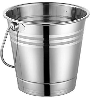 VALINK Secchio per ghiaccio con manici, grande secchiello rotondo per ghiaccio e portabottiglie, in acciaio inox, per feste, champagne, vino, birra, refrigeratore M: 2,0 l, 15,8 cm, 15 cm, 10,8 cm