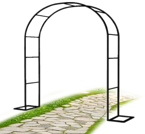 Gartenbogen Rosenbogen Torbogen aus Metall Rankturm für Rosen schwarz Kletterpflanzen Freistehend pflanzengestell für Dekoration Innen Terrasse Breite: 120/140/160/180/200cm(Size:B160 x H220cm)