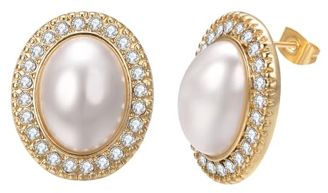Aleasha Perle Ohrringe Gold Edelstahl Süßwasserperlen Creolen Ohrringe Schmuck 18K Vergoldet