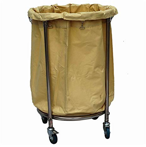 TETEOLALA Runder Wäschesortierwagen für Hotels, Sammelwagen, Servierwagen, Aufbewahrungswagen, tragbarer Reinigungswagen mit langlebigen Rollen, Farbe Apricot