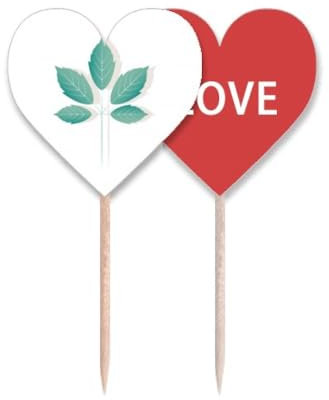 Palillo de dientes plano verde Art Deco con bandera de corazón con etiqueta para cupcakes