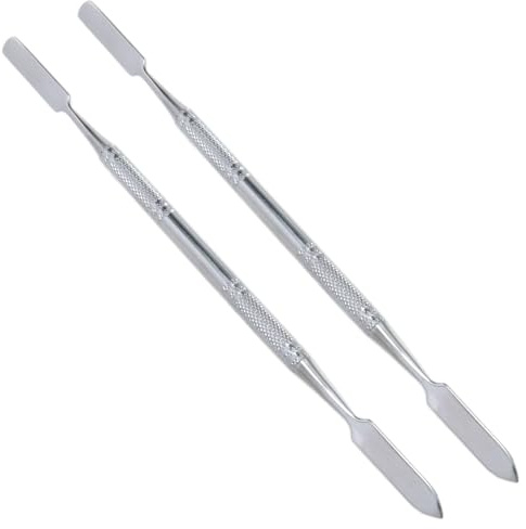 Meuey Lyot Mini espátula de acero inoxidable de laboratorio de doble extremo, espátula semiminiatura, extremo de flecha cónica, extremo plano, 18 cm, 2 unidades