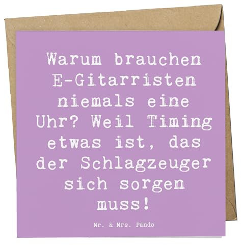 Mr. & Mrs. Panda Geburtstagskarte Spruch E-Gitarre Timing - Geschenk, Rhythmus, geburtskarte, sprüche karten, Trompeten, Schlagzeuger, Musik Humor, abschiedskarte, Klappkarte, Spielen lernen, Musiker