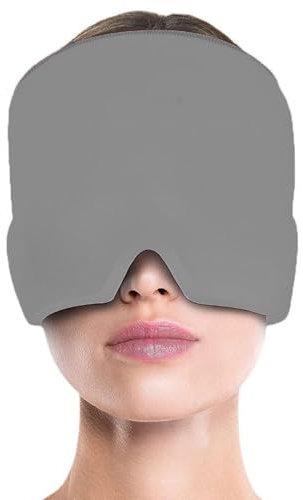 Maschera per l'Emicrania, Cappello Emicrania,Cappello Mal di Testa,Berretto per l'Emicrania Cuscinetto di Raffreddamento per Emicrania Cappello Mal di Testa Gel Ghiaccio(Grigio)