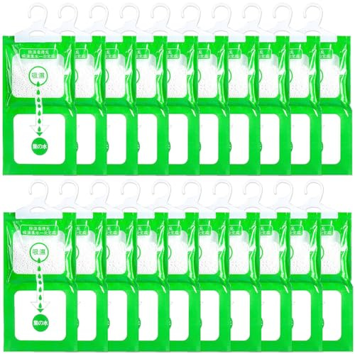 ZYNERY 20 Pack Absorbeur d'Humidité Placard, Déshumidificateur Suspendu Anti-Moisissure Sachet Anti Humidité pour La Cuisine/Salle de Bain/Armoire/Voiture