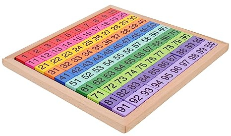 CAXUSD Kreatives Mathematik Lernbrett Kinder Holzspielzeug Montessori 1-100 Zahlenbrett Interaktives Zählspiel für Vorschule Eltern Kind Spiel