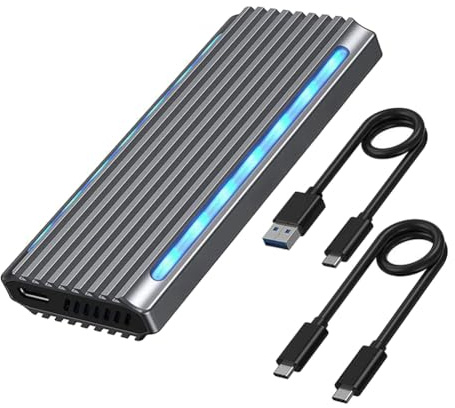 Giwnhvx M.2 NVMe NGFF SSD Enclosure USB 3.1 Tipo-C 10Gbps HDD Box 2230/2242/2260RGB LED Dual Protocol M2 SSD Box Enclosure Box,