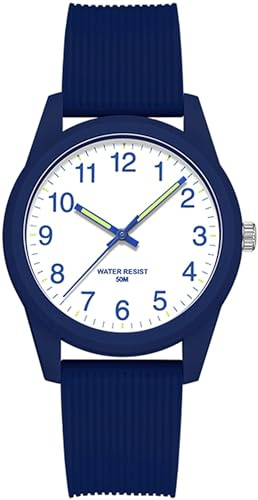 findtime Rosa Damenuhren 5ATM Wasserdicht, Einfach Minimallistic Armbanduhr für Damen Silikon Armband Analog Quarz Sportuhr für Mädchen Frauen Kids