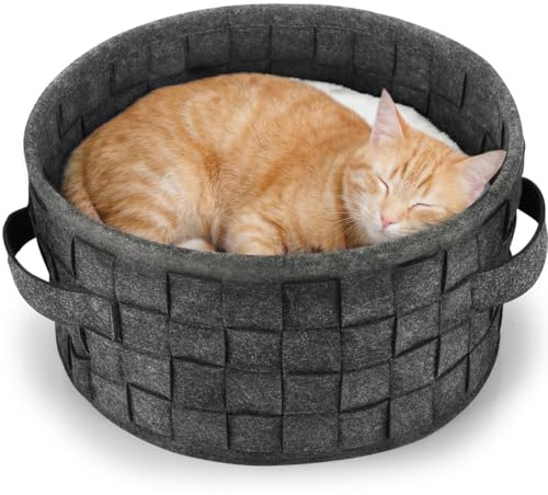 ReaVET Nido di velluto per gatti – Morbido cestino per gatti con cuscino confortevole, posto per dormire con cuscino per gatti, extra morbido e soffice, letto per animali domestici in feltro per gatti