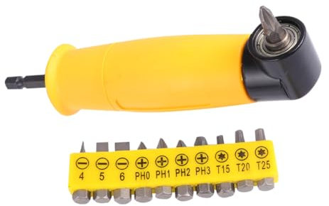 POPETPOP Adaptateur D'angle à 90 Degrés pour Tournevis Embout, en Acier Vanadium et Plastique Jaune, Compatible Perceuse Électrique pour Travail Rapide et Précis