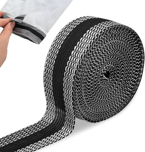 MeiHongJiaYe Nastro Orlo Termoadesivo Lavabile - 10 Metri x 2,5 cm - Banda da Stiro per Tende e Abbigliamento - Adesivo per Accorciare Pantaloni, Vestiti e Stoffe Senza Cucire (Nero)