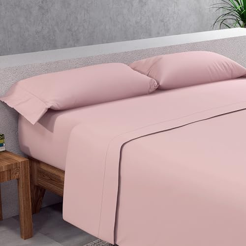 SOMNI HOME Sabana Cama 135 cm - 3 Piezas Bajera Ajustable Juego de Sábanas Lisas Microfibra Calidad Extra Agradable al Tacto Ropa de Cama Todo el Año Cama 135 Color Rosa