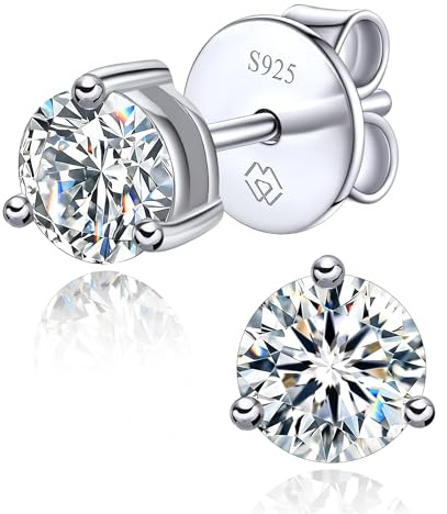MomentWish Moissanite Ohrringe Silber 925, 1 Karat/5mm Ohrstecker Damen 585 Weißgold Beschichtete Diamant Ohrring Stecker Hypoallergen Schmuck Geschenk für Frauen
