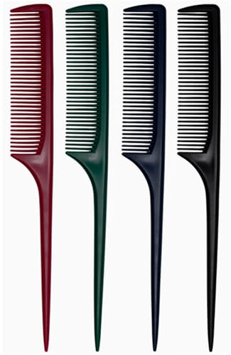 4 Pcs Rat Tail Comb Set for Women -Fine Tooth Styling comb with Pick, Anti-Static Heat Resistant Teasing Comb,Professional Hair Parting Tools for Smooth Detangling, Updos & Salon-Perfect Hairstyles.