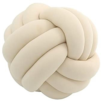 QVQV Knotenkissen, Couchkissen, Sofa Kissen, Knoten-Ball-Kissen, Deko Zierkissen, Geknotetes Kissen für Sofa, Rund Knoten Knoten, Knot Pillow Ball, Beige, 27cm