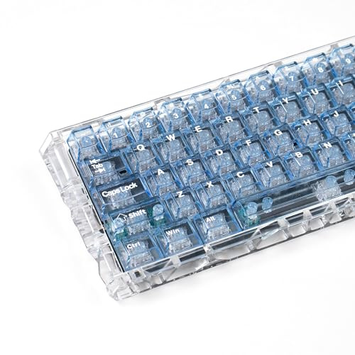 mintcaps 128keys Keyboard Keycaps Shine Through Clear Blue Keycap Set, Cherry Transparent Key Caps for Cherry Gateron Mx Switches Mechanical Keyboard