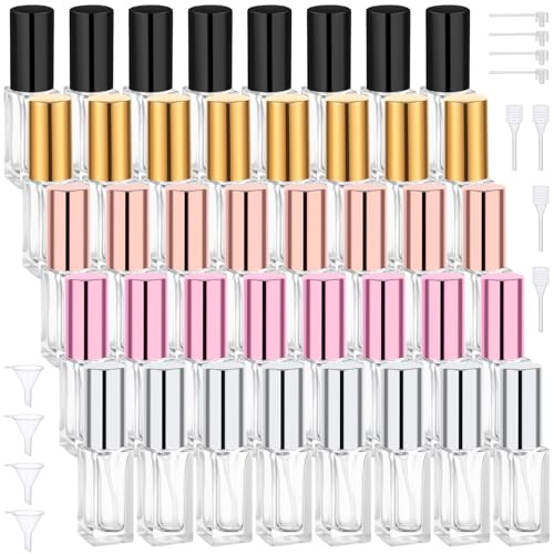 Segbeauty Parfüm Abfüller, 40 Stück Parfümzerstäuber 5ml, Flacon Zum Befüllen, Nachfüllbar und Portable, Transparent Kleine Sprühflasche in Glas, mit Trichter, Dropper, Pumpenkopf
