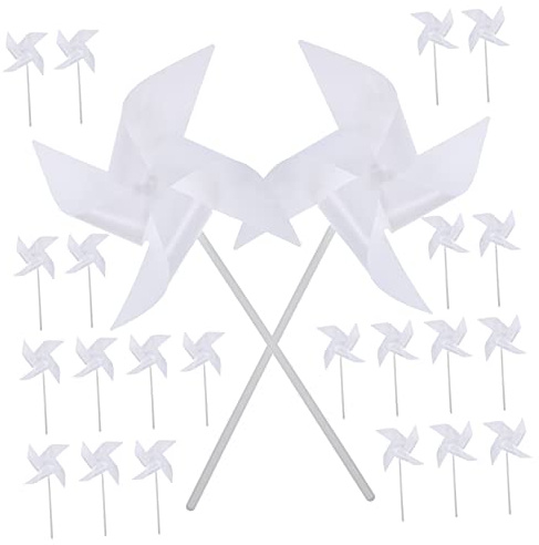 FUNNETOYU 24pcs Blank Diy Pinwheels for Boy Girl Creative Painting Windmill Toys Fun Arts Crafts for Boys Girls Safe Premium Plastic Outdoor Activity