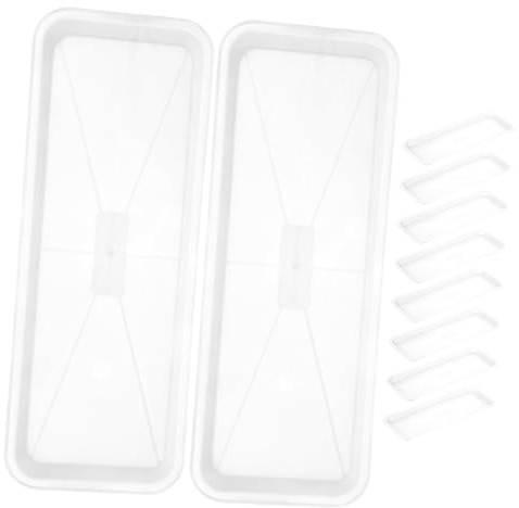 FUNOMOCYA Sottovaso Plastica Rettangolare per Piante da Interno 10 Pezzi Bianco Resistente in Pp Vassoio Raccogli-Acqua per Vasi di Fiori da Davanzale e Bonsai