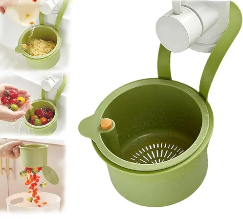 Passoire pour évier avec bouton pression – Passoire d'évier amovible en silicone à suspendre au robinet sans mains sales – Passoire de cuisine pour légumes, fruits et ustensiles de cuisine