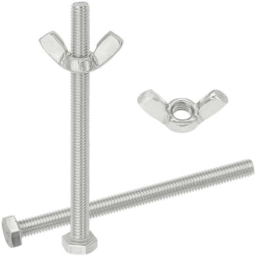 12 Pieces Stainless Steel Wing Nut and Hex Bolt Set, Ideal for DIY, Furniture Assembly, and Industrial Applications (M6×80mm)