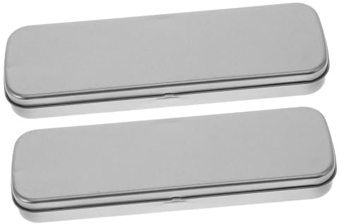HORIALENCE Silver Grey Metal Pencil Boxes 2pcs Bulk School Pencil Cases with Frosted Window Pen Holders for Kids Classroom Storage and Crayon Organization