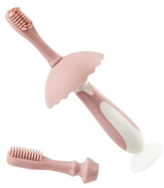 IWOWHERO Silikon Zahnbürste mit Zungenreiniger Ergonomisch Geformt Sicher und Weich für Junge Mädchen und Kleinkinder Entfernt Zahnbelag und Reinigt Zunge Sowie Zahnfleisch Kompakt und