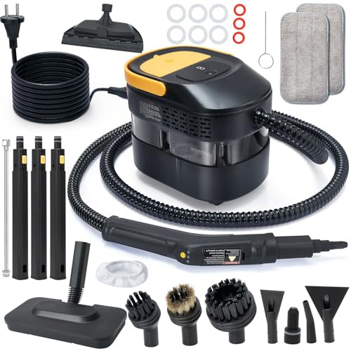 Dampfreiniger Handgerät,2500W Steam Cleaner,1600ML Tank Tragbarer Hochdruck Dampfreiniger, 3 verstellbare Dampfstufen,10s Aufheizzeit,Dampfreiniger handgerät mit 17 Zubehörteilen, Cleaner für Alles