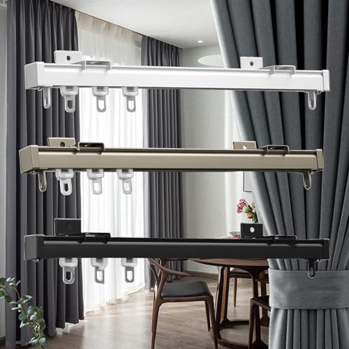 T Rollvorhangschiene für Raumteiler, Duschvorhänge, L- und U-Form, Wohnwagen-Vorhangschiene (schwarz, 60 cm) – vielseitige Lösung