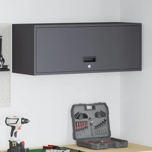 Genérico Armario de Pared para el Garaje Negro 90 x 33 x 35 cm,Mobiliario,Armarios y Almacenamiento,Taquillas y armarios de Almacenamiento,883272