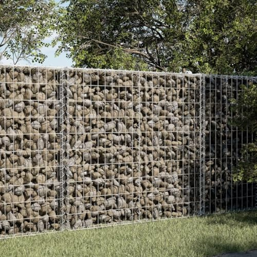 Mokuyard Gabion korg med lock 100 x 100 x 100 cm galvaniserad järngabion upphöjd trädgård sängkorg planterare stenkorg för grönsaker, blommor