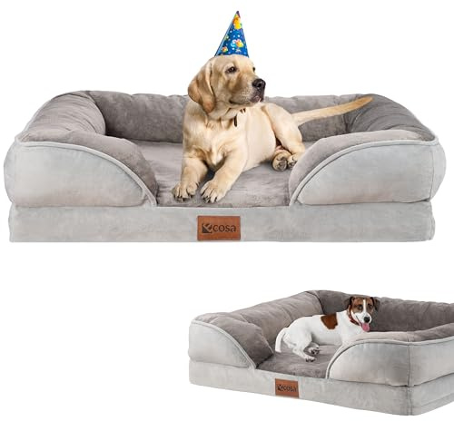 ecosa® Orthopädisches Hundebett Sofa – Premium Komfortbett 71x58x18 cm, gelenkschonender Schaumstoff, waschbarer Bezug, wasserfest & rutschfest – Luxus Schlafplatz für kleine & mittelgroße Hunde