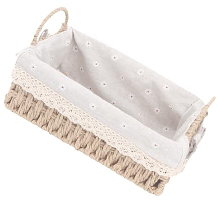 JOINPAYA Cestino Pane Intrecciato a Mano in Corda e Tessuto, Portaoggetti Decorativo la Casa Funzione di Storage, per Fiori Freschi e Arredamento Minimalista