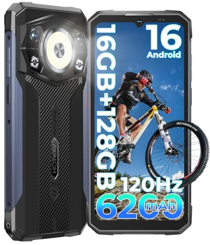 HOTWAV Cyber 17 Rugged Smartphone Android 16-16GB+128GB/2TB TF/Octa-core Telefono Indistruttibile Cellulare Robusto, 6200mAh 6.75 HD+ 48MP+16MP, Gemini AI, NFC/Face ID/OTG/GPS/Dual SIM 4G