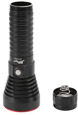Wakects Dykficklama Aluminiumlegering LED Dyklampa 3000LM IPX8 100m Undervatten 5 Lägen 300m Stråle för Dykning Snorkling Camping Nödreparation (Röd)