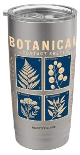 Cyanotype Botanical Fern Wildflower Art Stainless Steel Insulated Tumbler