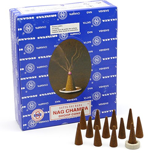 Satya Sai Baba Nag Champa Cônes d'encens Nagchampa – 12 boite = 144 cônes