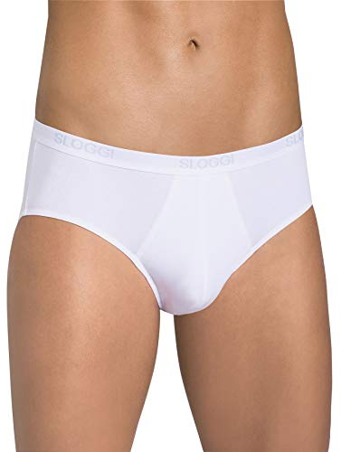 Sloggi Mens 2 Pack Basic Cotton Rich Midi Brief White 36