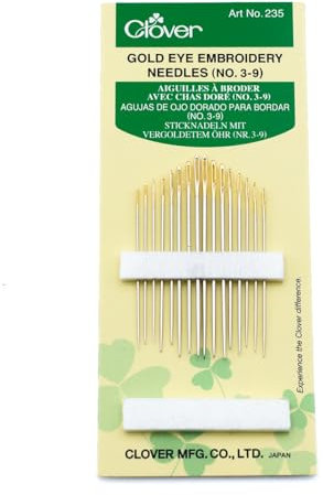 Clover 235 Sticknadeln 3-9, mit vergoldetem Öhr, 16 Stück