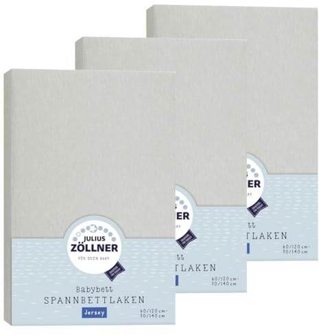 Julius Zöllner Spannbetttuch Jersey 70x140 / 60x120 Hellgrau 3er Pack