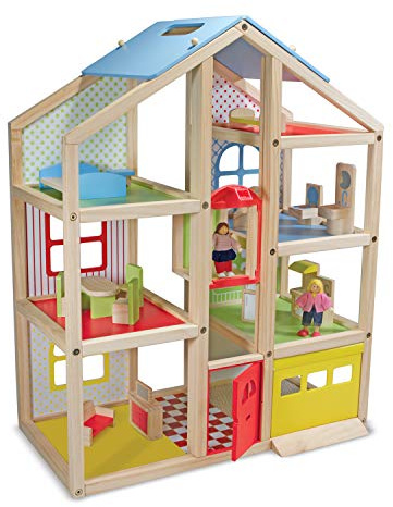Melissa & Doug 12462 Wooden Hi-Rise Dollhouse | Dollhouses & Dolls | Pretent Play | 3+ | Gift for Boy or Girl, 63.5 cm*14.478 cm*63.5 cm